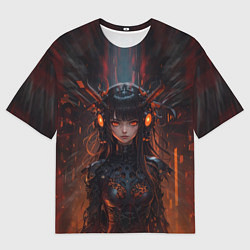 Футболка оверсайз мужская Кибернетическая девчонка, цвет: 3D-принт