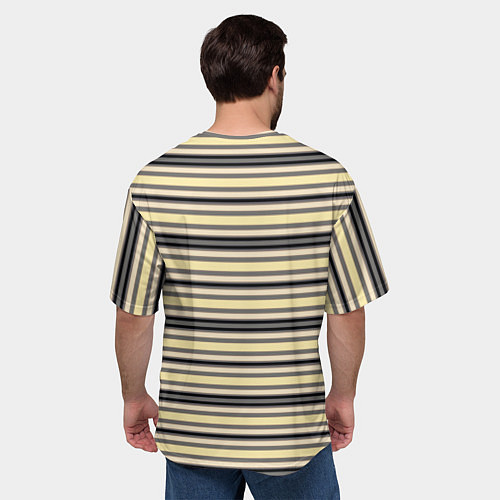 Мужская футболка оверсайз Полосатый жёлто-серый / 3D-принт – фото 4