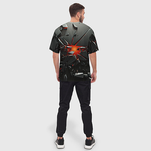 Мужская футболка оверсайз Взрыв и черные камни / 3D-принт – фото 4