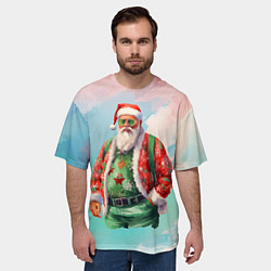 Футболка оверсайз мужская Санта в стильном костюме, цвет: 3D-принт — фото 2