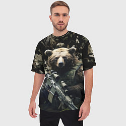 Футболка оверсайз мужская Медведь солдат с винтовкой, цвет: 3D-принт — фото 2