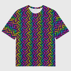 Футболка оверсайз мужская Радужный неоновый лабиринт, цвет: 3D-принт