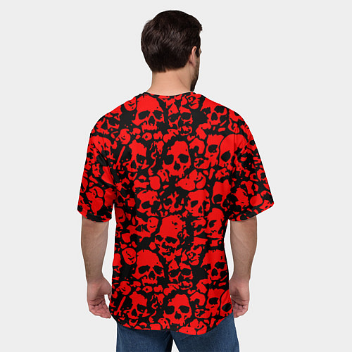 Мужская футболка оверсайз Thirty Seconds to Mars skull pattern / 3D-принт – фото 4