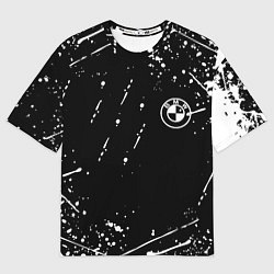 Мужская футболка оверсайз BMW белые краски про спорт