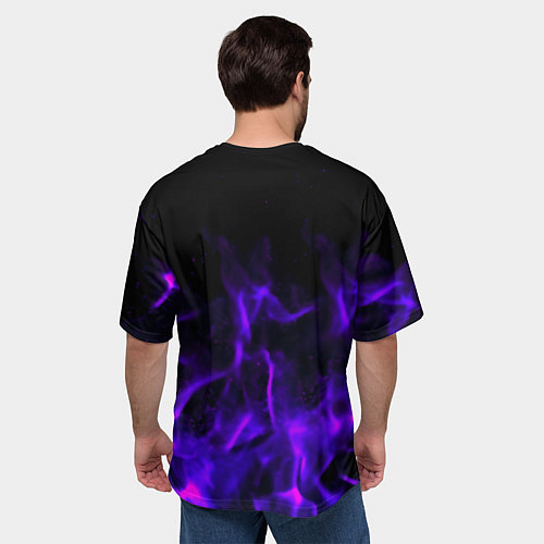 Мужская футболка оверсайз Dantes Inferno flame neon / 3D-принт – фото 4