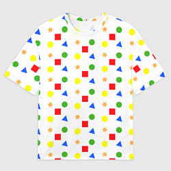 Футболка оверсайз мужская Разноцветные геометрические фигурки, цвет: 3D-принт