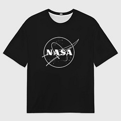 Футболка оверсайз мужская NASA белое лого, цвет: 3D-принт
