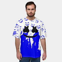 Футболка оверсайз мужская Marshmello dj blue pattern music band, цвет: 3D-принт — фото 2