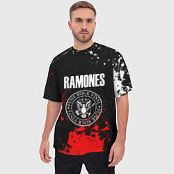 Футболка оверсайз мужская Ramones краски метал группа, цвет: 3D-принт — фото 2