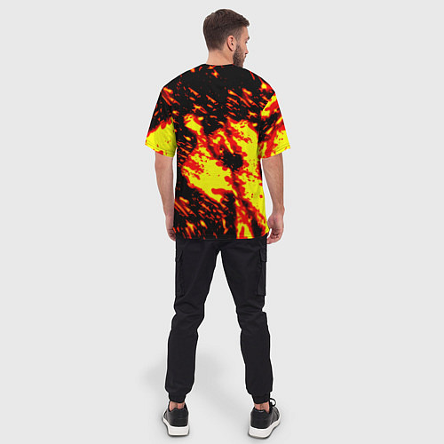Мужская футболка оверсайз Ведьмак огненное лого / 3D-принт – фото 4