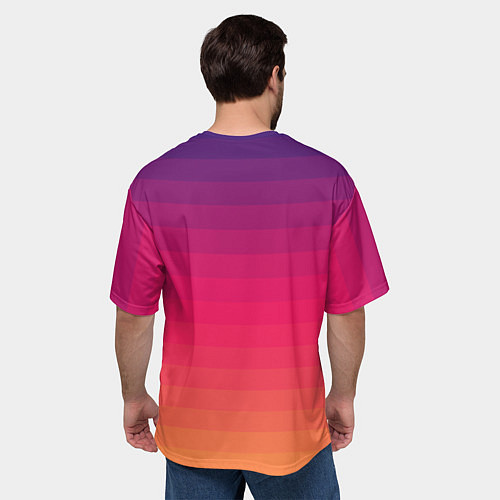 Мужская футболка оверсайз Полосный градиент / 3D-принт – фото 4