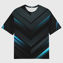 Футболка оверсайз мужская Синее неоновое свечение геометрическая темная абст, цвет: 3D-принт