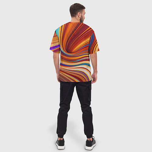 Мужская футболка оверсайз Цветные волны - нейросеть / 3D-принт – фото 4
