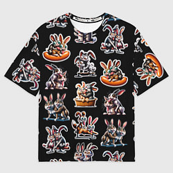 Футболка оверсайз мужская Кролики - Камасутра позы, цвет: 3D-принт
