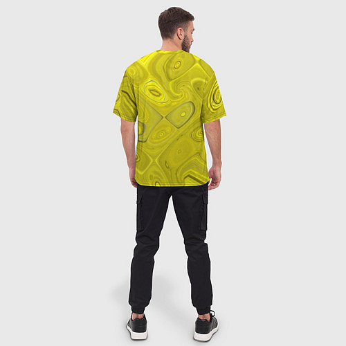 Мужская футболка оверсайз Желтые плавленные клетки / 3D-принт – фото 4
