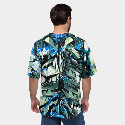 Мужская футболка оверсайз Синий камень на чёрном фоне / 3D-принт – фото 4