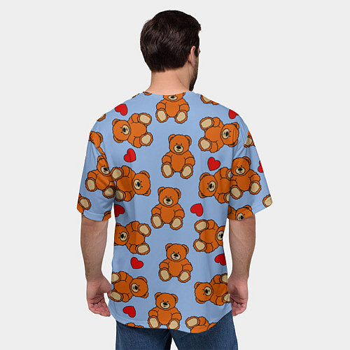 Мужская футболка оверсайз Игрушки мишки и сердца / 3D-принт – фото 4