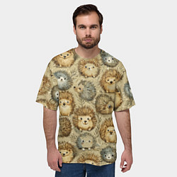 Футболка оверсайз мужская Паттерн лесной ежик, цвет: 3D-принт — фото 2
