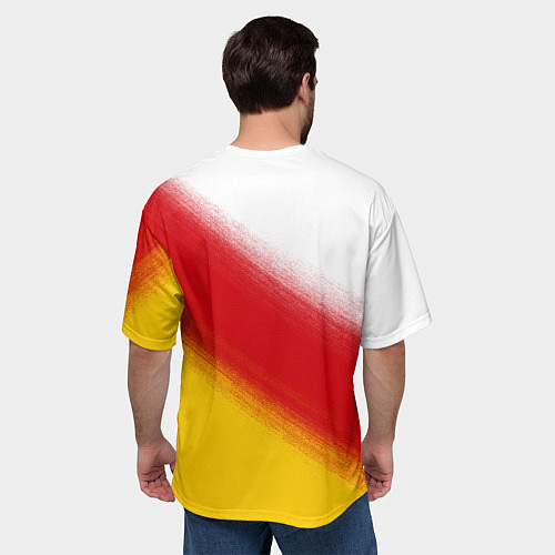 Мужская футболка оверсайз Герб Осетии на фоне / 3D-принт – фото 4