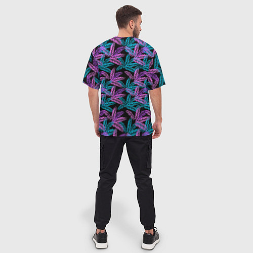 Мужская футболка оверсайз Тропические пальмовые листья / 3D-принт – фото 4