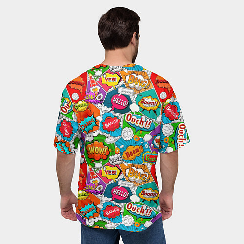 Мужская футболка оверсайз Bang Boom Ouch pop art pattern / 3D-принт – фото 4