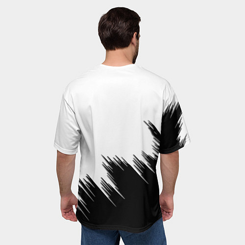 Мужская футболка оверсайз BMW чёрные штрихи текстура / 3D-принт – фото 4