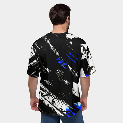 Мужская футболка оверсайз BMW stripes color auto sport / 3D-принт – фото 4