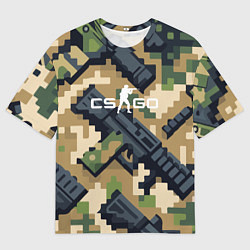 Футболка оверсайз мужская Counter Strike - pixel military pattern, цвет: 3D-принт