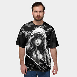 Футболка оверсайз мужская Брюнетка снайпер, цвет: 3D-принт — фото 2