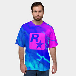 Футболка оверсайз мужская Rockstar storm молнии, цвет: 3D-принт — фото 2