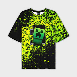Мужская футболка оверсайз Minecraft зелёные краски
