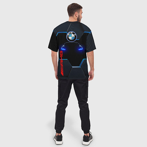 Мужская футболка оверсайз Тень BMW / 3D-принт – фото 4