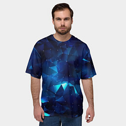 Футболка оверсайз мужская Синие осколки из мелких абстрактных части калейдос, цвет: 3D-принт — фото 2