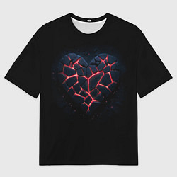 Футболка оверсайз мужская Разбитое сердце из камня и неона, цвет: 3D-принт