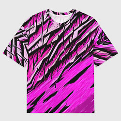 Футболка оверсайз мужская Розовые и чёрные полосы, цвет: 3D-принт