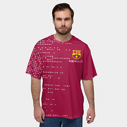 Футболка оверсайз мужская Футбольный клуб Барселона - бордовый, цвет: 3D-принт — фото 2