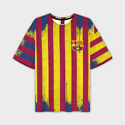 Футболка оверсайз мужская Полосатые цвета футбольного клуба Барселона, цвет: 3D-принт