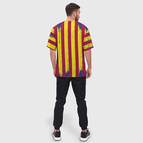 Мужская футболка оверсайз Полосатые цвета футбольного клуба Барселона / 3D-принт – фото 4