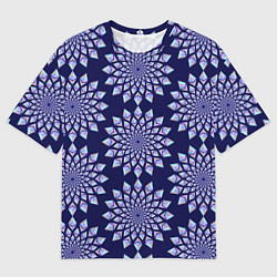 Мужская футболка оверсайз Криптовалюта Эфириум паттерн по кругу на синем