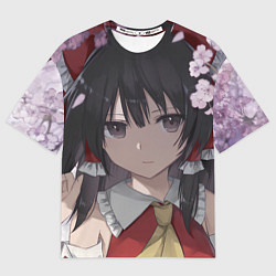 Футболка оверсайз мужская Touhou Project Рейму Cute Сакура, цвет: 3D-принт