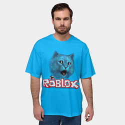 Футболка оверсайз мужская Roblox синий кот, цвет: 3D-принт — фото 2