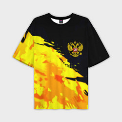 Футболка оверсайз мужская Имперский герб россии краски, цвет: 3D-принт