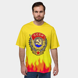 Футболка оверсайз мужская СССР огонь герб, цвет: 3D-принт — фото 2
