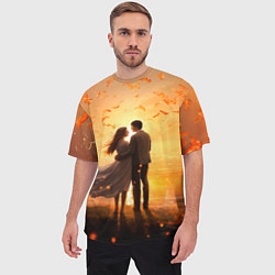 Футболка оверсайз мужская Влюбленная пара на закате, цвет: 3D-принт — фото 2