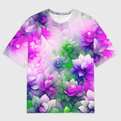 Футболка оверсайз мужская Паттерн цветов, цвет: 3D-принт