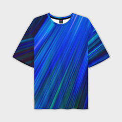 Футболка оверсайз мужская Неоновые синии линии, цвет: 3D-принт