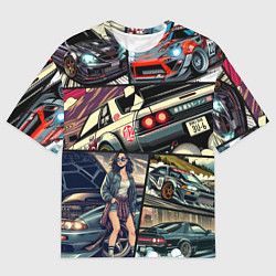 Мужская футболка оверсайз Japanese cars art