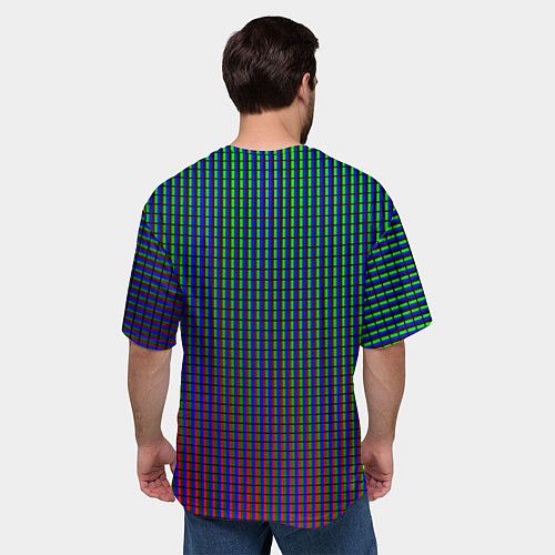 Мужская футболка оверсайз Неоновые светящиеся полосы / 3D-принт – фото 4