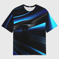 Футболка оверсайз мужская Черная и синяя геометрическая абстракция, цвет: 3D-принт