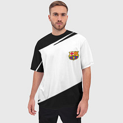Футболка оверсайз мужская Barcelona краски чёрные спорт, цвет: 3D-принт — фото 2